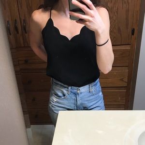 J. Crew black scallop tank top